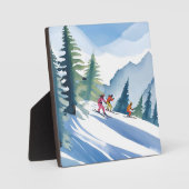 Lass's Go Ski | Winterfarbenmalerei Fotoplatte (Vorderseite)