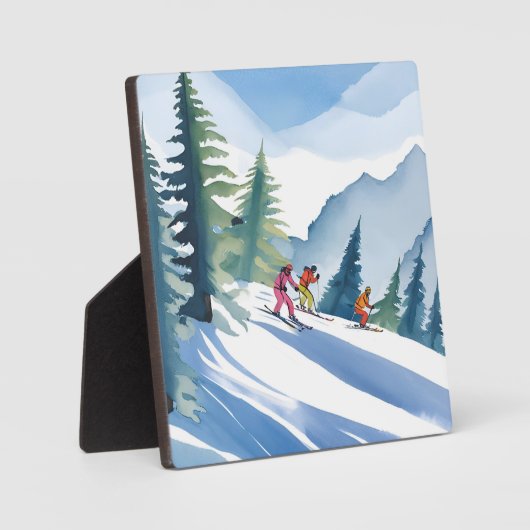 Lass's Go Ski | Winterfarbenmalerei Fotoplatte (Vorderseite)