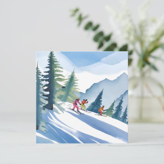 Lass's Go Ski | Winterfarbkarte (Stehend Vorderseite)