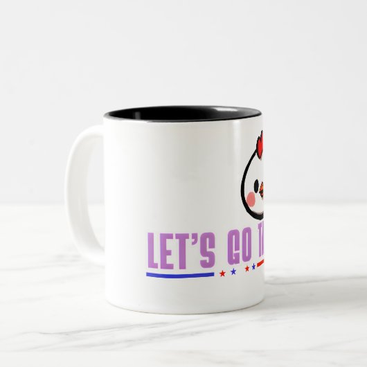 Lass's Go Taco Funny Chicken Face - Niedlich Kawai Zweifarbige Tasse (Vorderseite Links)