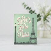 Lass's go to Paris Vintag Postkarte (Stehend Vorderseite)