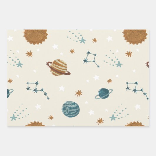 Lass's Go To Space Geschenkpapier Set (Vorderseite 2)