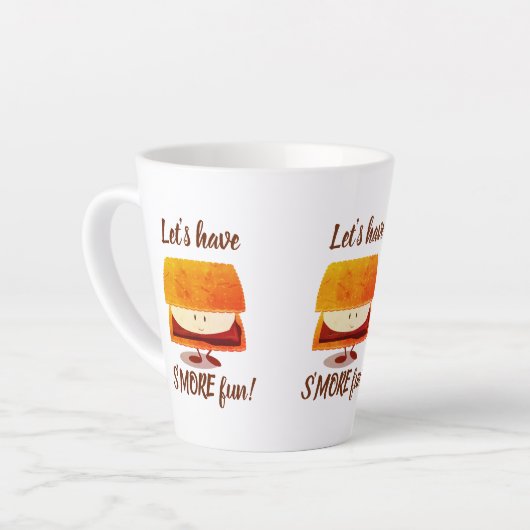 Lass's Have's more Fun Pun Lächeln Cartoon Milchtasse (Linke Ecke)