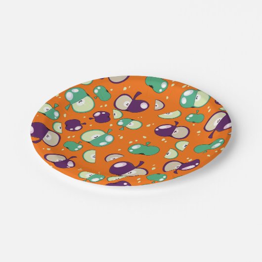 🍏 Lass's Party gestartet - Apple on orange Pappteller (Schrägansicht)