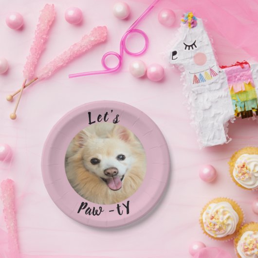 Lass's Paw-ty! Benutzerdefinierter Hund Pappteller (Party)