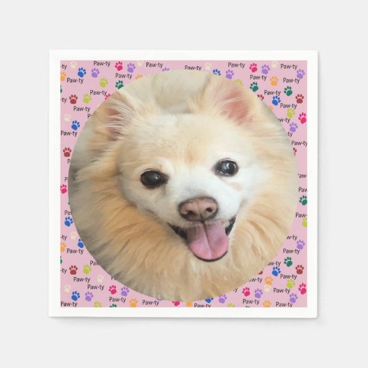 Lass's Paw-ty! Benutzerdefinierter Hund Serviette (Vorderseite)