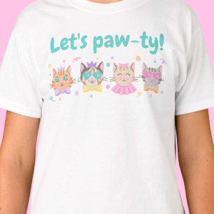 Lass's Pawty Girly Kittens Pastel Colors Kitty Cat T-Shirt