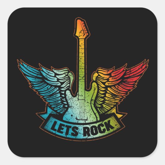 Lass's Rock Legend Rock and Roll Music Gitarre Quadratischer Aufkleber (Vorderseite)