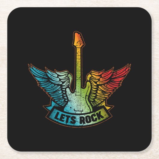 Lass's Rock Legend Rock and Roll Music Gitarre Rechteckiger Pappuntersetzer (Vorderseite)