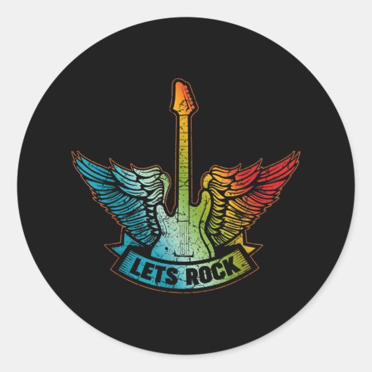 Lass's Rock Legend Rock and Roll Music Gitarre Runder Aufkleber (Vorderseite)
