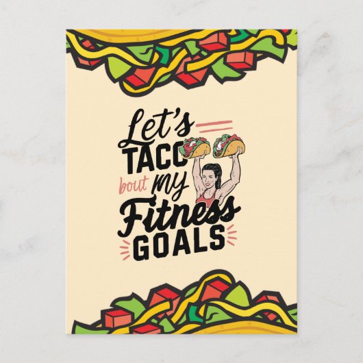 Lass's Taco "über meine Fitness will lustige Entsc Postkarte (Vorderseite)