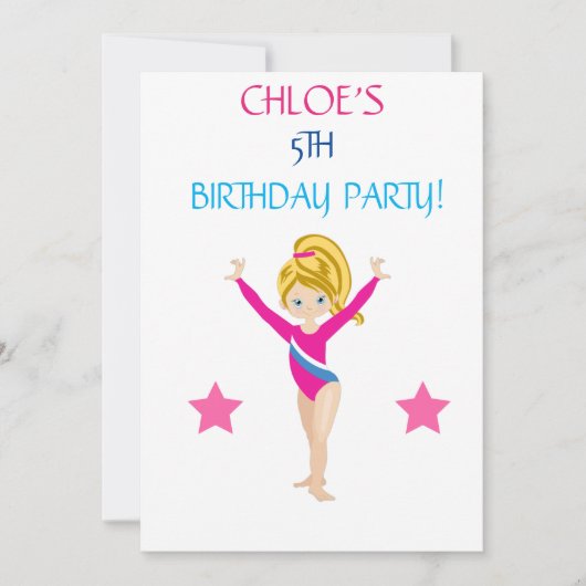 "LASS'S TUMBLE GYMNASTICS" GEBURTSTAGLICHE EINLADU EINLADUNG (Vorderseite)