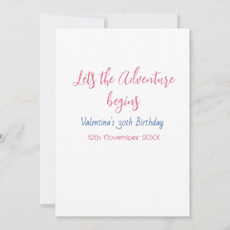 Lasst das Abenteuer beginnen 30. Geburtstag Name Einladung