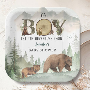 Lasst das Abenteuer beginnen Baby Shower Junge Woo Pappteller