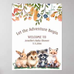 Lasst das Abenteuer beginnen Tiere Baby Shower Wil Poster