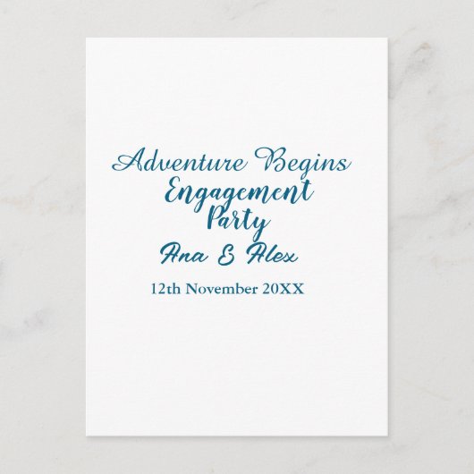 lasst das Abenteuer beginnen Verlobungsfeier Name Postkarte (Vorderseite)
