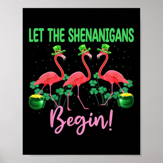 Lasst den Schabernack beginnen Flamingo Leprechaun Poster (Vorne)