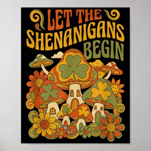 Lasst den Schabernack beginnen Pilz Retro-St. Poster (Vorne)