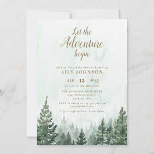 Lasst die Abenteuer beginnen Baby Shower Foto QR C Einladung