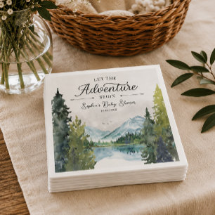 Lasst die Abenteuer beginnen Baby Shower Serviette