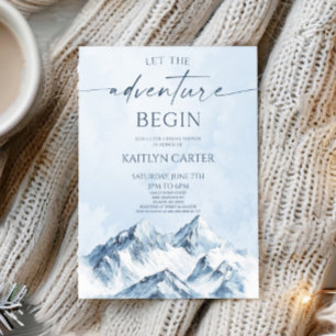 Lasst die Abenteuer beginnen Mountain Bridal Showe Einladung