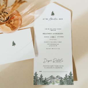 Lasst die Abenteuer beginnen Waldjunge Baby-Party All In One Einladung