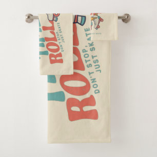 LASST DIE GUTEN ZEITEN ROLLEN 80er RETRO ROLLSCHUH Badhandtuch Set