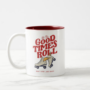 LASST DIE GUTEN ZEITEN ROLLEN 80er RETRO ROLLSCHUH Zweifarbige Tasse