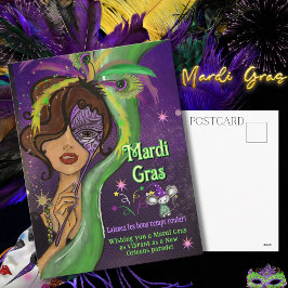 Lasst die guten Zeiten rollen Fancy Mardi Gras Feiertagspostkarte
