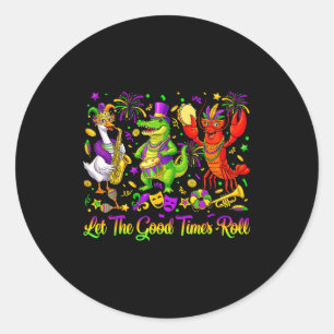 Lasst die guten Zeiten rollen Mardi Gras Alligator Runder Aufkleber