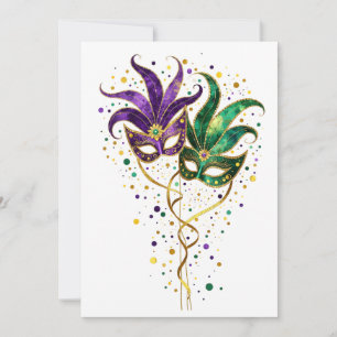 Lasst die guten Zeiten rollen Mardi Gras Masken Karte
