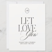 Lasst die Liebe leuchten Abschieds-Wedding-Schild  (Vorderseite)