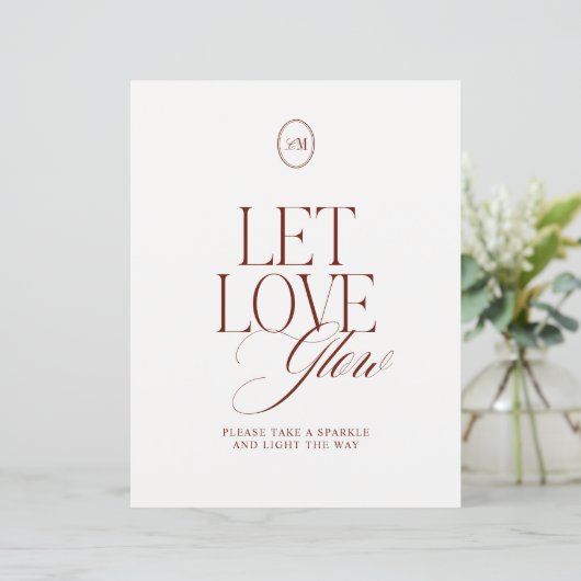 Lasst die Liebe leuchten Abschieds-Wedding-Schild (Stehend Vorderseite)