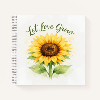 Lasst die Liebe wachsen – Aquarell-Sonnenblume Notizblock
