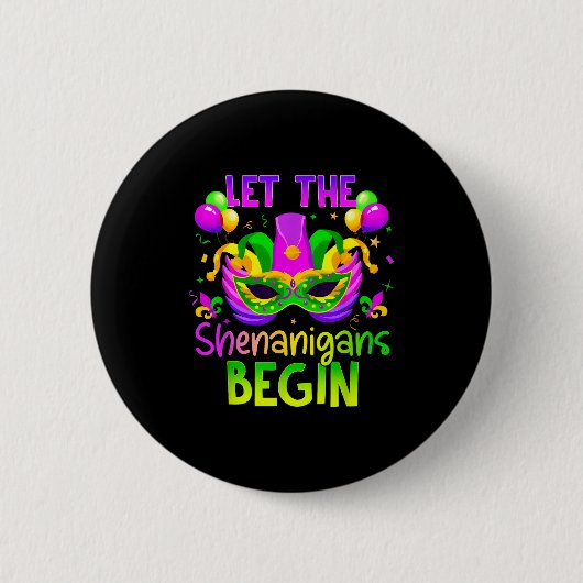 Lasst die Mätzchen beginnen Jester Lustiger Mardi Button (Vorderseite)