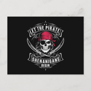 Lasst die Piratenstreiche beginnen Halloween-Schäd Feiertagspostkarte