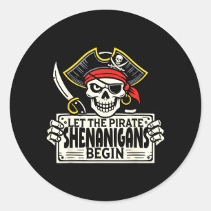 Lasst die Piratenstreiche beginnen Halloween-Schäd Runder Aufkleber