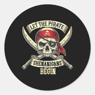 Lasst die Piratenstreiche beginnen Halloween Toten Runder Aufkleber