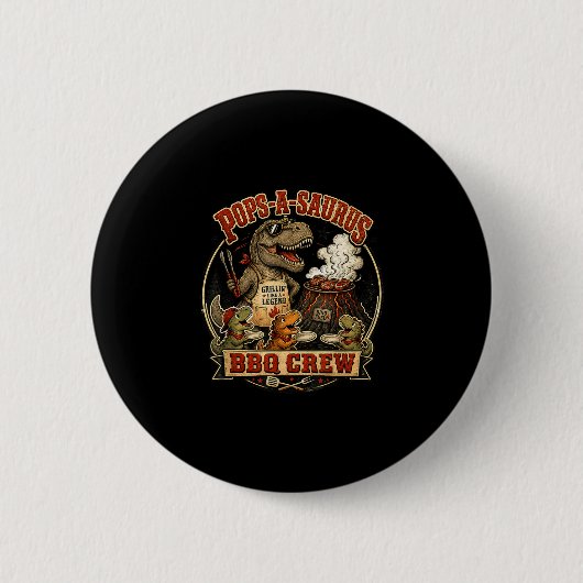 Lässt einen Saurus BBQ-Crew lustiger Dinosaurier-V Button (Vorderseite)