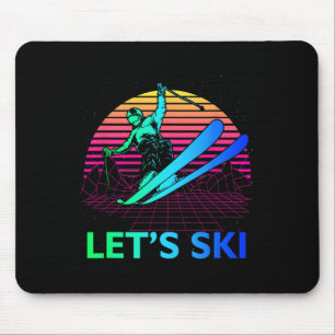 Lasst es farbenfroh Skifahren im Vintage-Stil der Mousepad