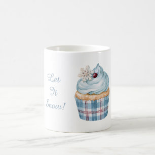 Lasst es schneien Blaue Cupcake-Schneeflocke Weihn Kaffeetasse
