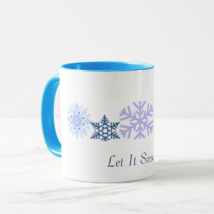 Lasst es schneien   Blaue Schneeflocken Tasse