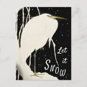Lasst es schneien - Schneereiher - Vintage Art Oha Postkarte
