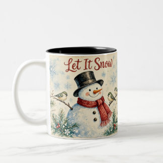 Lasst es schneien Süßer Schneemann Weihnachtsdesig Zweifarbige Tasse