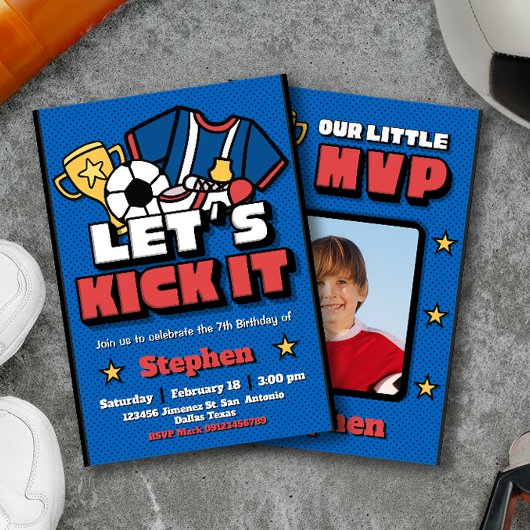 Lasst es uns kippen - Fußball Fußball mit Foto Einladung