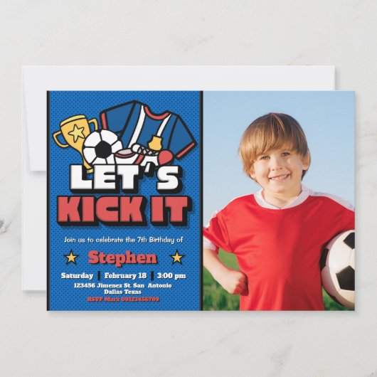 Lasst es uns kippen - Fußball Fußball mit Foto Einladung (Vorderseite)