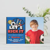 Lasst es uns kippen - Fußball Fußball mit Foto Einladung (Stehend Vorderseite)