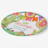 Lässt Fiesta-Kaktus blaues Cinco De Mayo Margarita Pappteller (Schrägansicht)