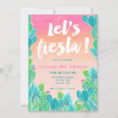 Lässt Fiesta Kaktusmuster Watercolor Cinco De Mayo Einladung (Vorderseite)