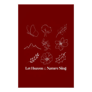 Lasst Himmel und Natur singen, florale Line-Art Poster